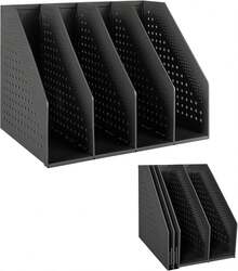 File Storage Boxes - 4 Fächer, schwarz - Übersicht 1
