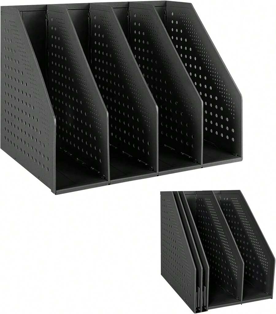 File Storage Boxes - 4 Fächer, schwarz - Übersicht 1