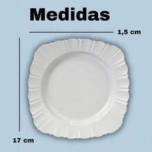 Kit de 30 Pratos de Plastico Para Sobremesa Reutilizavel Resistente Para Festas Eventos Enxoval - Branco - Visão 3