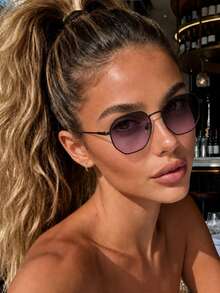 1 Pair Women's Metal Frame Geometric Rim Personalized Textured Fashion Glasses Suitable For Outdoor Vacation Commuting - Multicolor - View 7