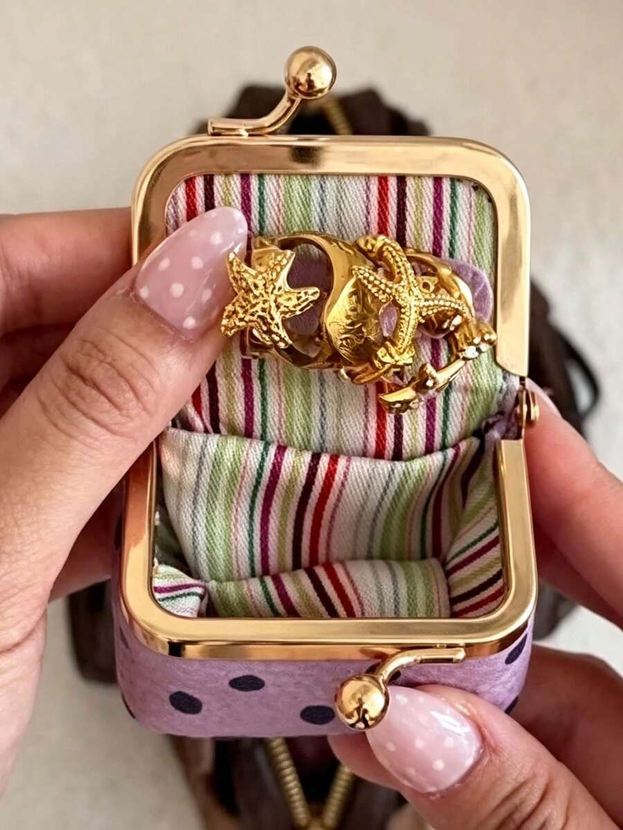 2026 New Jewelry Box Portable Mini Travel Earrings Earrings Ring Jewelry Box Jewelry - Purple - View 1