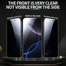 3pcs 9H Privacy Tempered Glass Screen Protector, Compatible With IPhone 17 Pro Max/Air/16/15/14/13/12/11 Pro Max/XR/X/XS Max Plus, Ultra HD Anti-Peeping Full Coverage Glass Film, High Definition Display, Anti-Fingerprint Oleophobic Coating, Scratch-Resistant Surface, Bubble-Free Auto-Alignment Installation Frame, Smooth Touch, Compatible With Slim Phone Cases - 3PCS - View 4