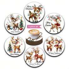 Merry Christmas Reindeer Element Design PET Non-Slip Coasters, Home Kitchen Decor Accessories, Outdoor Garden Supplies, Suitable For Various Holiday Parties, Wedding Accessories, Thanksgiving, Halloween, Day Of The Dead Decoration Gifts - PET Coaster-2366 - View 10
