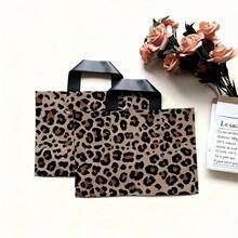 1/10-Pack Vintage Leopard Print Gift Bags Handbags - High-Quality With Handles, Foldable And Reusable Design, Premium Leopard Print, Suitable For Retail Stores, Events, Large Capacity Storage, Gift Wrapping, Minimalist Elegant Design - Multicolor - View 3