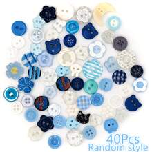10/20/30/35/40/45/50/55/60/70Pcs Blue Button Assortment, Creative DIY Decorative Accessories, Flower, Star, Moon Shapes, Resin Material, Delicate And Easy To Use, Suitable For Clothing Modification, Greeting Card Decoration, Jewelry Making And More - Multiple Styles - View 13