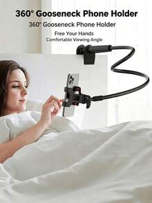 360° Rotatable Adjustable Gooseneck Phone Holder, Universal Phone Stand For 4-7 Inch Smartphones, Reserved Charging Port, Stylish Desktop Room Decor, Suitable For Bedroom, Bathroom, Kitchen And Living Room Daily Use - Multi-color - View 3