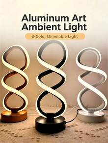 1pc Double Helix 3-Color Dimmable Creative Decorative Table Lamp, USB Powered Warm Romantic LED Atmosphere Light, Bedroom Bedside Premium Night Light - Multicolor - View 3