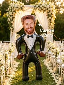 Custom Party Prank Props, Fun Bachelor/Bachelorette Party Props, Inflatable Pillow, Bride Party Prank Gifts, Groom Face Doll - Multicolor - View 6