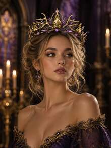 KOVLYNE Dreamy Golden Deer Horn Headpiece, Embellished With Rhinestones And Crystals, Medieval Viking Style Women's Headwear, Suitable For Halloween Cosplay And Renaissance Festival - Multicolor - View 4