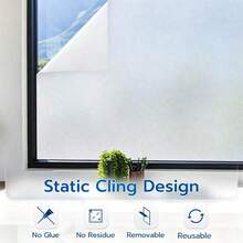 Frosted Glass Film, Privacy Sun Protection UV Protection, Non-Adhesive Static Cling Glass Film Suitable For Home Office, Removable, White Frosted Suitable For Privacy Scenes, Such As Home Bathroom Office Door, 24-Hour Dual-Way Privacy Protection - 1PC - View 6