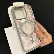 [24h Versand aus DE/FR/ES] Apple 17 16 15 Pro Max  21 22 23 24 25 26 Ultra Galaxy Handyhülle mit rosa Blumen-Graffiti-Design, erhältlich in mehreren Farben, im Macaron-Stil, mit Magnetfunktion. Geeignet für iPhone 16 Pro, 15 Plus, 14 Pro Max magnetische Handyhüllen, unterstützt auch Apple Wireless Charging. Auch kompatibel mit iPhone 11, 12 Pro und 13 Pro Max. XS- und XS Max-Modelle bieten einfachen Schutz. - 1 Stück - Übersicht 2