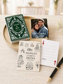 1 Set/54 Cards Customized Guest Signature Playing Cards, Wedding Guest Signature Book Alternative, Wedding Guest Book, Engagement Party Cards, Personalized Wedding Gift, Customized Photo And Text Playing Cards, Customized Couple Photo With Text Playing Cards, Fashionable, Cute, Colorful, Customizable, Personalized, Unique, Suitable For Friends, Sons, Daughters, Students, Office Workers, Children, Schools - Multicolor - View 5