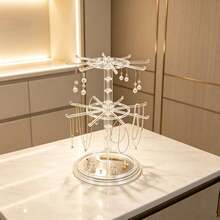 Translucent Double-Layer Rotating Jewelry Storage Rack, Suitable For Bracelets, Necklaces, Pendants, And Also For Storing Hair Clips, Headbands, Hair Accessories And Similar Items For Women - Multicolor - View 4
