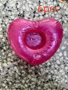 6PCS Heart-Shaped Floating Drink Holders, Pool Floating Cup Holders, Pool Floating Cup Mats, Beverage Floating Stands, Pool Party Supplies - Random Style - Multicolor - View 12