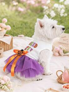 PETCIRCLE 1 Buah Pakaian Hewan Peliharaan Anjing Kecil Anak Anjing Kucing Gaya Lucu Ringan Bernapas Suasana Liburan Pita Simpul Gaun Tutu Halloween - Lucu - MultiWarna - View 2