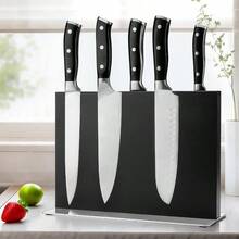 Double-Sided Magnetic Block, 12in Black Stainless Steel Holder Kitchen Countertop,  Space-Saving Storage Organizer - 12in + Black - View 6