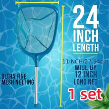 Professional Handheld Deep Leaf Skimmer Net With 33.02cm Aluminum Pole, Fine Mesh Deep Basket For Scooping Small Debris, Suitable For Spa, Hot Tub, Swimming Pool, Pond And Kids Inflatable Pool - A - View 2