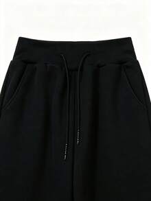 Women's Straight Leg Sports Pants, Comfortable Drawstring High Waist Pants Suitable For Fitness, Street Fashion Casual Outdoor Hiking, Cycling, Ball Games, Running And Indoor Sports - Black - View 6