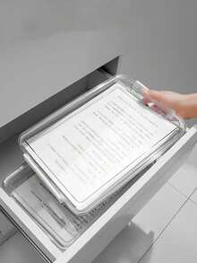 Transparent A4 Plastic Storage Box With Lid - Dustproof Desktop Organizer, Suitable For Office Supplies, School Supplies, Back-To-School Essential - Multicolor - View 10