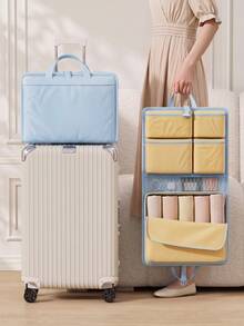 1件 7格旅行收納袋，大容量便攜式內衣與私密衣物收納袋，可懸掛收納袋，適合旅行、返校及居家使用，聖誕節與萬聖節送給朋友和學生的完美假期禮物，宿舍必需品 - 彩色 - 查看 7