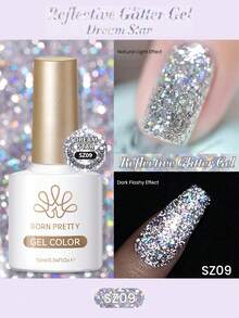 BORN PRETTY 10ml 反光亮片凝膠 金色 持久可卸除 UV LED 凝膠，適用於居家與美甲沙龍 - 彩色 - 查看 10