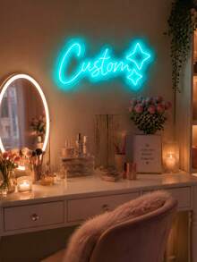 1PC Custom Name Neon Sign Personalized LED Wall Light, Letter Neon Lamp With Star Design, USB Powered Aesthetic Room Decor, Bedroom Wall Decoration, Girls Room Decor, Personalized Gift, Birthday Gift For Friends, Couple Gift, Party Decoration - Multicolor 7 - View 4