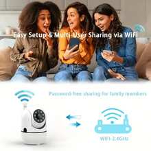 家用無線監控攝影機 360°全景夜視 WiFi 手機遠端控制 1080P HD 智能攝影機 2.4G WiFi 連接 雙向語音 紅外線夜視 室內安全監控 - 白色 - 查看 5