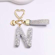 1PC Fashion Sparkling Rhinestone Alphabet Keychain Cute Letter Charm Key Ring Exquisite Backpack Decoration Accessories Gifts - Multicolor - View 25