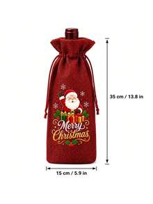 1/2/6/8pcs Christmas Wine Bags, 8 Assorted Colors Wine Gift Bags, 30x35cm Red Linen Texture Gift Bags, Santa Claus, Snowman, Reindeer, Penguin Pattern Holiday Gift Bags - Multicolor - View 6