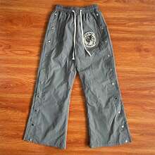 ST VANITY Thorn Breasted Nail Sports Style Casual Trousers - Grey - View 3