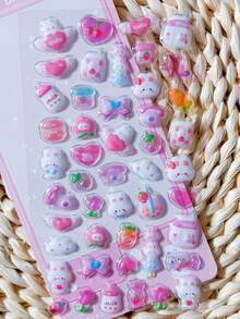 3D Embossed Cartoon Stickers, Cute & Fun Planner Decoration, DIY Crystal Girl - Multicolor - View 16
