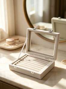 Large Capacity Women's Jewelry Storage Box/Organizer, Suitable For Weddings, With Transparent Lid Display Tray, Can Store Rings And Earrings, Suitable For Storing Studs, Necklaces And Rings, Perfect Gift For Women - Multicolor - View 6