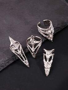 4pcs/Set Bohemian Vintage Nail Rings, Adjustable Open Design, One Size, Suitable For Daily Wear, Party, Valentine's Day Gift - Ring - View 7