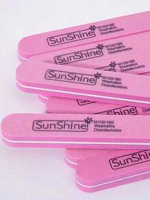 5/10/20/50pcs Oval Long Nail File Set, 0.47 Inch Thick, Suitable For Gel Nails, Washable Sponge, Double-Sided 100/180 Grit Polishing - Multicolor - View 5