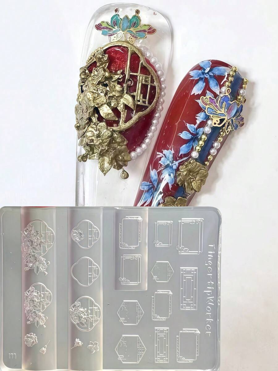 1pc Chinese Style Floral Window Garden Exquisite Window Chinese Knot Cheongsam Button Frog Button 3D Ornament Silicone Mold - Clear - View 1