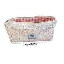 1pc Pink Lace Flower Shaped Pencil Case (Heart-Shaped Keychain Not Included). Unique Large Capacity Stationery Storage Box. Student Stationery Supplies. Perfect Back To School Gift. Great For Students To Exchange As Gifts - A - View 5