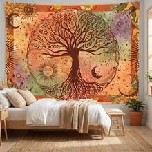 1PC Bohemian-Style Tapestry Featuring A Vintage Gothic Design-Skull, Blooming Red Roses, Moon, And Starry Night-Perfect For Dark Academia And Witchcraft-Themed Room Decor. - Multicolor - View 5