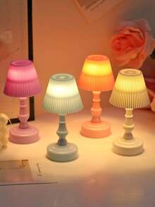 1pc Street Side Street Light Design LED Mini Table Lamp Desktop Luminous Decoration Small Ornaments Children's Bedroom Bedside Decoration Small Night Light Atmosphere Light,Christmas Decor Lights - Pleated - View 3
