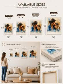 Personalized Watercolor Art Prints - Photo Wall Decor, Ideal For Weddings, Engagements, Pet Memorials And More - Frameless Fabric Art, Perfect Gift For Graduation And Special Occasions ,2026-Collection, Birthday Gift, Aesthetic Home, Gallery Wall - Multicolor - View 6