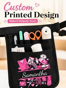 Customizable Personalized Nurse Waist Pack – Cute Pink Tool-Print Organizer Pouch – A Perfect Thank-You Or Work Gift For Healthcare Professionals - Multicolor - View 3