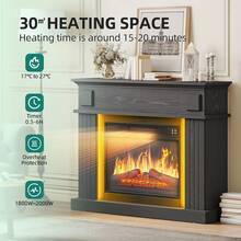BALCONERA 39 Inch Freestanding Electric Fireplace With Realistic LED Flame Effect, Portable Cosy Fire For Living Room/Bedroom Decor - UK Plug(220-240V) - View 6