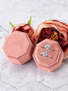 1pc Velvet Ring Box, Hexagonal 3-Slot Ring Box, Suitable For Wedding Ceremony, Can Hold Multiple Rings, White Engagement Wedding Commemorative Box, Wedding Ring Storage Box, Engagement Ring Organizer Box - Multicolor - View 40