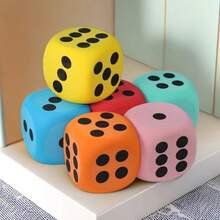 1pc Large Soft Dice, Multi-Color Throwable, Multi-Functional Tabletop Game Accessory, Suitable For Adult Party Games Decoration, Valentine's Day, Wedding, Birthday Party Decoration, Ideal Gift Choice. EVA Rounded Corner Dice Six-Sided Fun Foam EVA Cube Dice. 3.8/6/8cm Size. Party Games And Event Supplies, Holiday And Party Supplies. - Multicolor - View 3