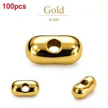 100/200 hạt cườm spacer lỗ giữa tròn nhẵn 6mm màu vàng bạc rời, phụ kiện làm vòng tay dây chuyền trang sức DIY - Hạt CCB - Xem 12