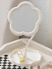 1pc Flower-Shaped High-Definition Makeup Mirror, Cute Girly Style Desktop Vanity Mirror With Detachable Jewelry Hanging Storage Structure, 2-In-1 Mirror + Cosmetic Storage, Suitable For Home, Student Dorm, Office, Bathroom Decor, Autumn Atmosphere Home Decoration Ornament, Practical Home Essential Gift For Friends And Couples - Multicolor - View 13