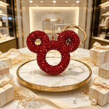 Disney 1pc Sparkly Rhinestone Mouse Head Keychain, Bling Crystal Bag Charm Key Ring Gift - P - View 11