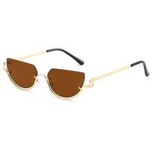 Half-Frame Vintage Metal Glasses, Suitable For Daily, Street, Vacation, Beach, Campus, Cat Eye Frame - Multicolor - View 3