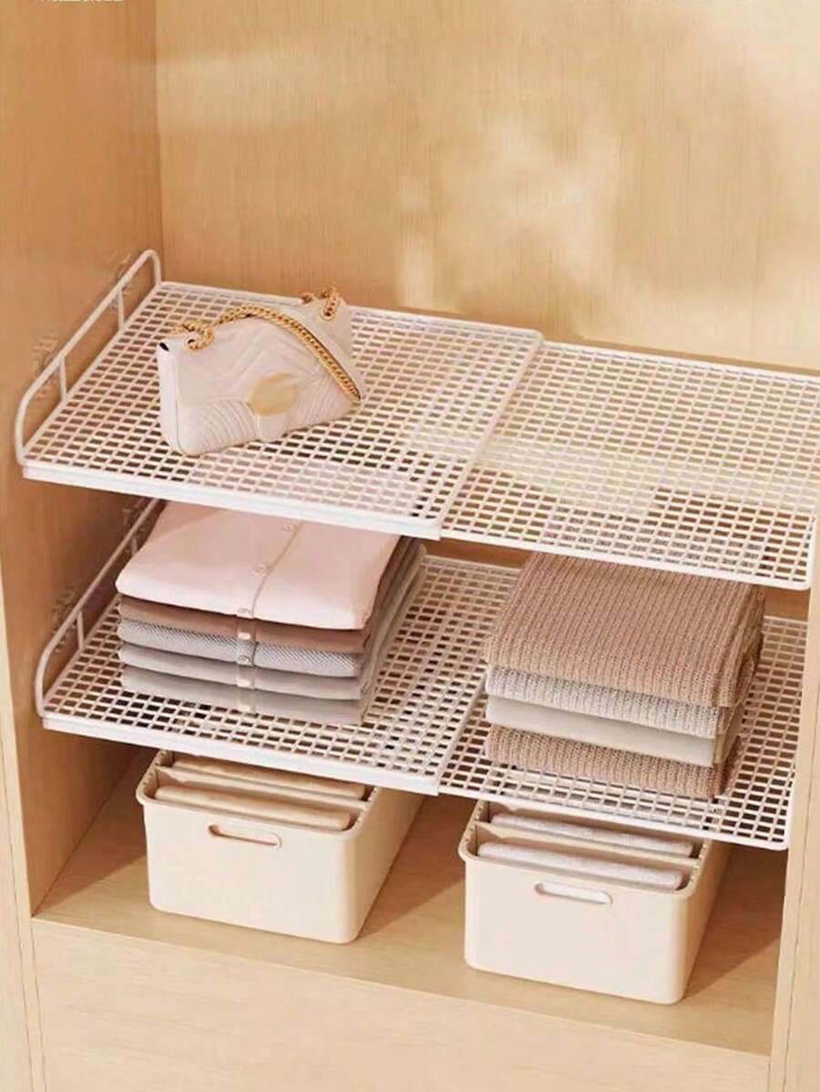 Estantería de almacenamiento expandible para armario - Estantería de almacenamiento vertical ahorradora de espacio con estantes de altura ajustable, perfecta para almacenar ropa, zapatos y gabinetes - Fácil de instalar, ideal para la organización del armario y el almacenamiento del hogar