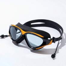 Adult Swimming Goggles Unisex Large Frame Adjustable Double Strap Design With Earplugs Comfortable Fit Swimming Pool Training Fitness Swimming Gear Summer Water Sports Accessories - White - View 8