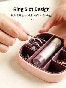 Portable Multi-Compartment Jewelry Storage Box With Makeup Mirror, Can Store Rings, Earrings, Bracelets, Etc., Essential For Daily Use And Travel - Multicolor - View 6